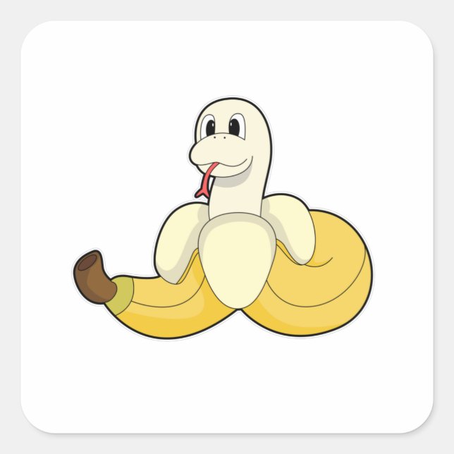 Snake with Banana Square Sticker (Front)