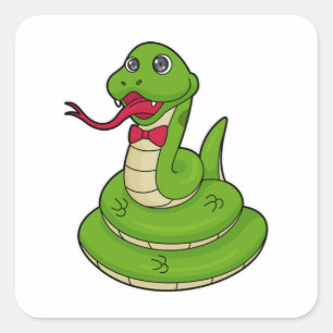 Snake with Bow tie Square Sticker