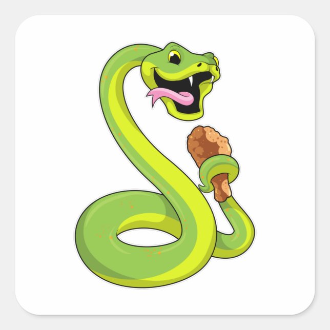 Snake with Chicken Square Sticker (Front)