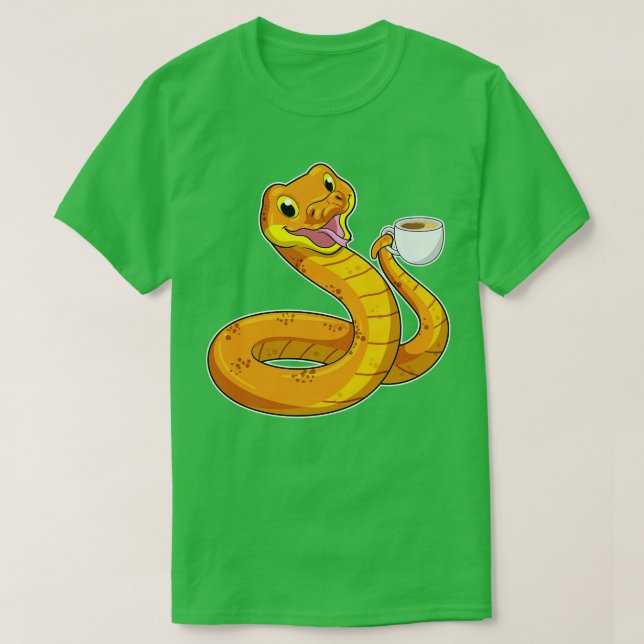 Snake with Cup of Coffee 2 T-Shirt (Design Front)