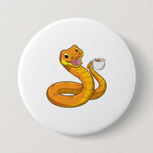 Snake with Cup of Coffee 7.5 Cm Round Badge