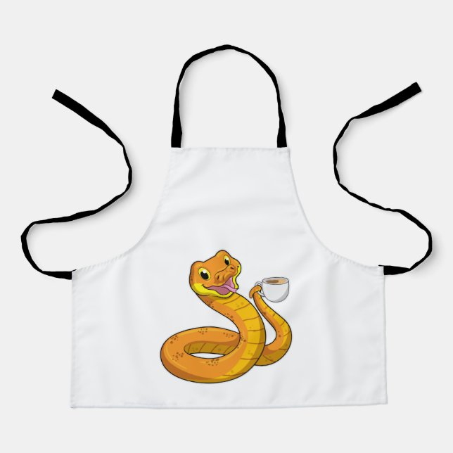 Snake with Cup of Coffee Apron (Front)