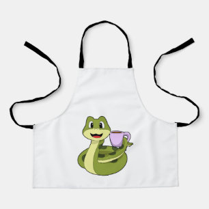 Snake with Cup of Coffee Apron