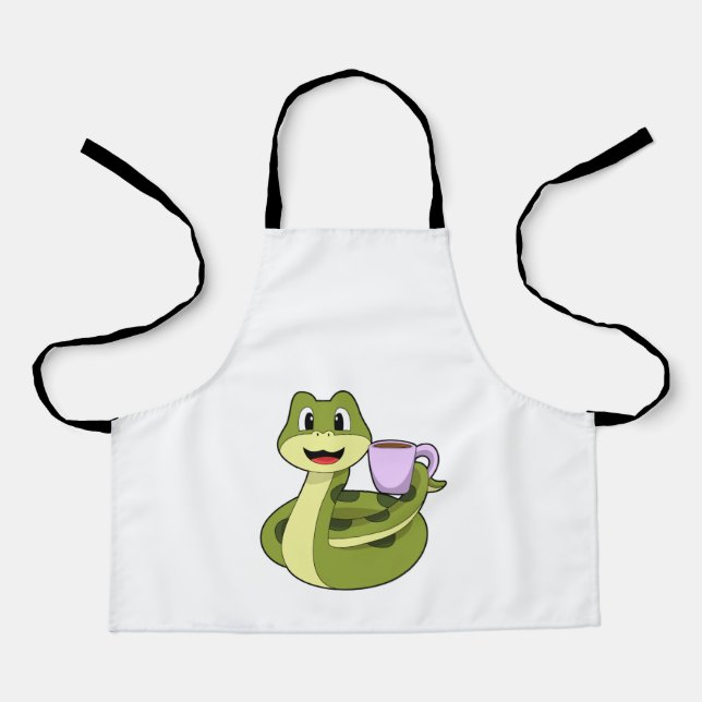 Snake with Cup of Coffee Apron (Front)