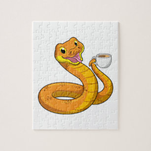 Snake with Cup of Coffee Jigsaw Puzzle