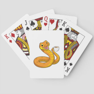 Snake with Cup of Coffee Playing Cards