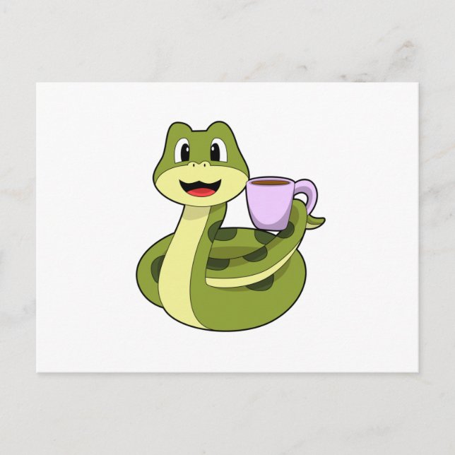Snake with Cup of Coffee Postcard (Front)