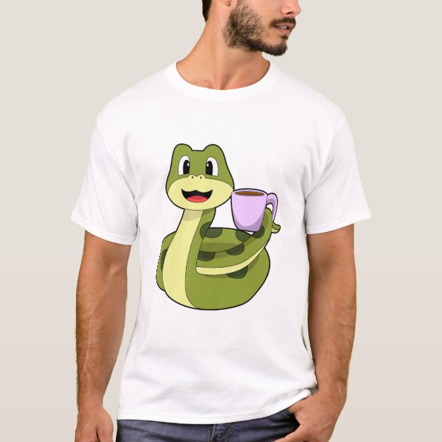 Snake with Cup of Coffee T-Shirt (Front)