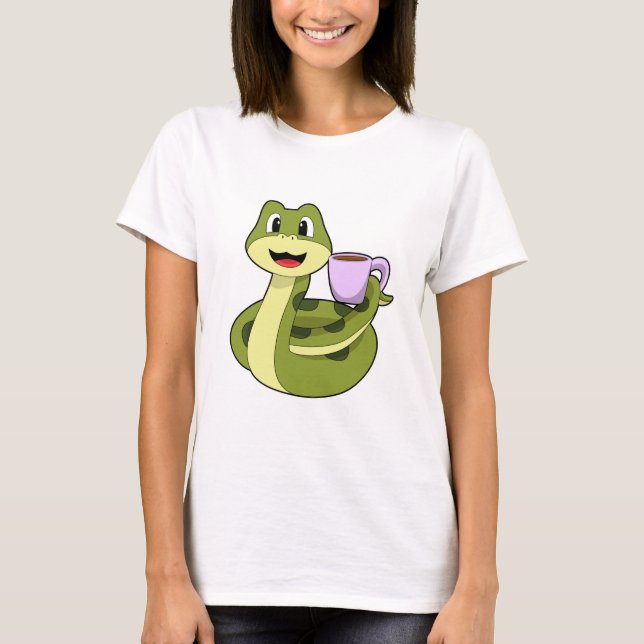 Snake with Cup of Coffee T-Shirt (Front)