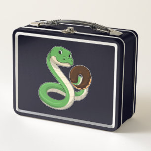 Snake with Donut Metal Lunch Box