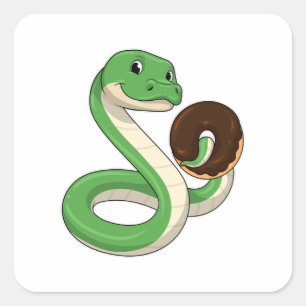 Snake with Donut Square Sticker