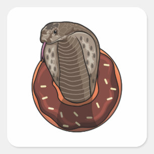 Snake with Donut Square Sticker