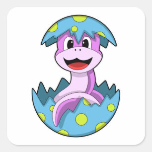 Snake with Egg shell Square Sticker