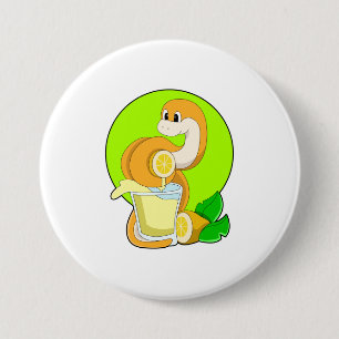 Snake with Glass of Lemon juice 7.5 Cm Round Badge