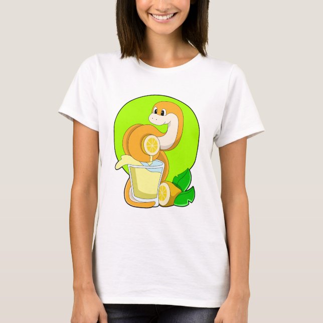 Snake with Glass of Lemon juice T-Shirt (Front)