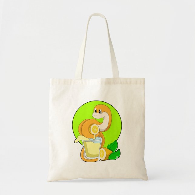 Snake with Glass of Lemon juice Tote Bag (Front)