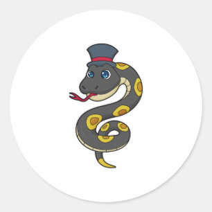 Snake with Hat Classic Round Sticker