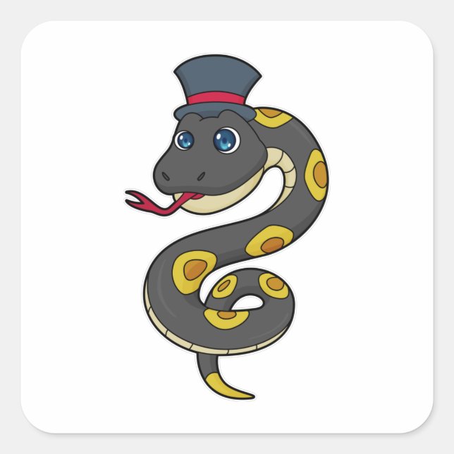 Snake with Hat Square Sticker (Front)