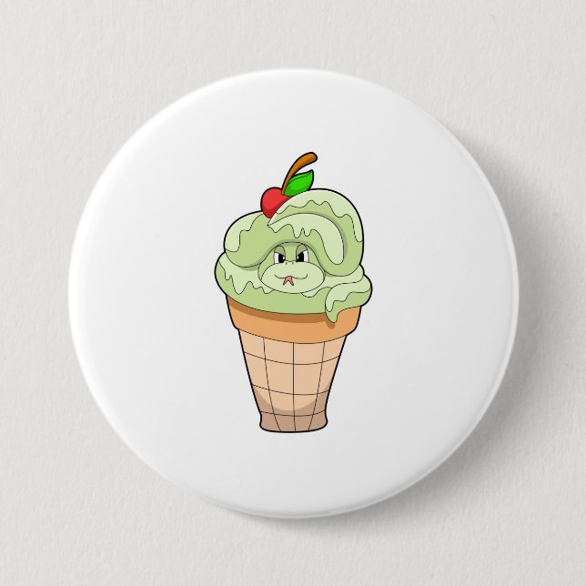 Snake with Ice cream cone & Cherry 7.5 Cm Round Badge (Front)