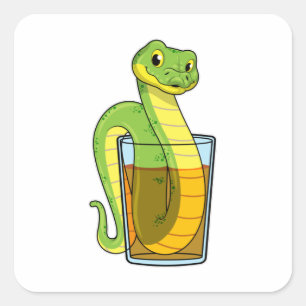 Snake with Juice Square Sticker