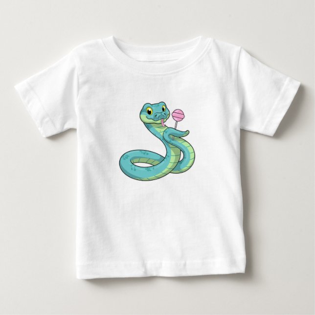 Snake with Lollipop Baby T-Shirt (Front)