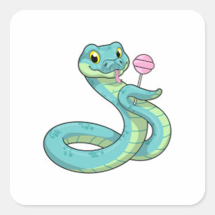 Snake with Lollipop Square Sticker