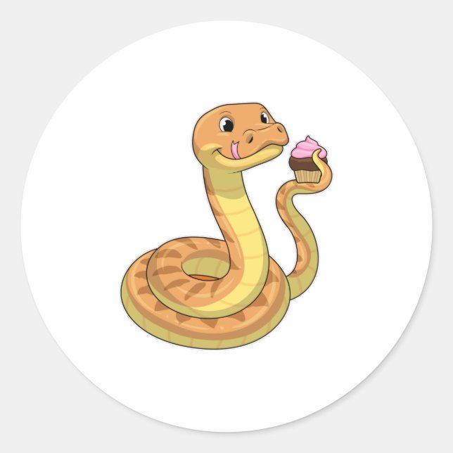 Snake with Muffin Classic Round Sticker (Front)