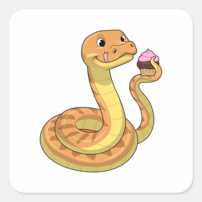 Snake with Muffin Square Sticker (Front)