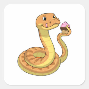 Snake with Muffin Square Sticker