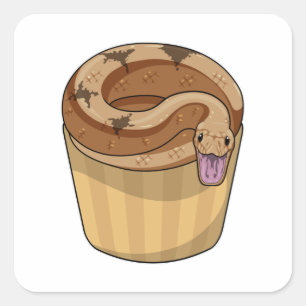 Snake with Muffin Square Sticker