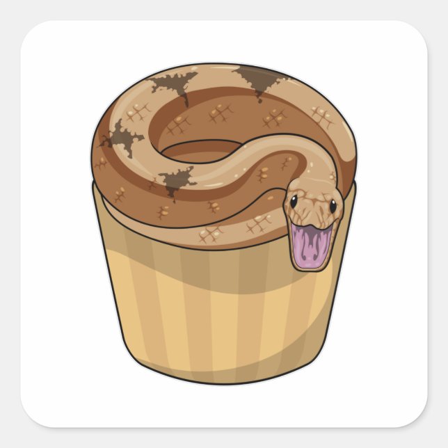 Snake with Muffin Square Sticker (Front)
