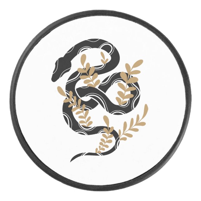 Snake with plants hockey puck (Front)
