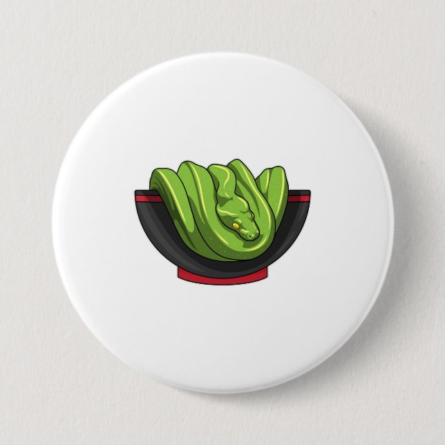 Snake with Ramen Bowl 7.5 Cm Round Badge (Front)