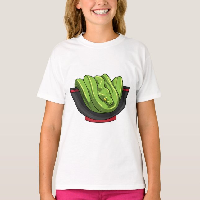 Snake with Ramen Bowl T-Shirt (Front)