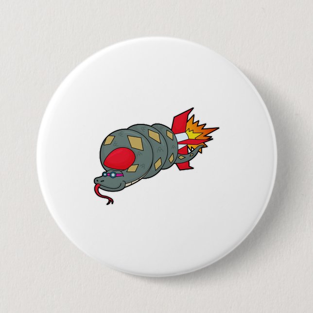 Snake with Rocket 7.5 Cm Round Badge (Front)