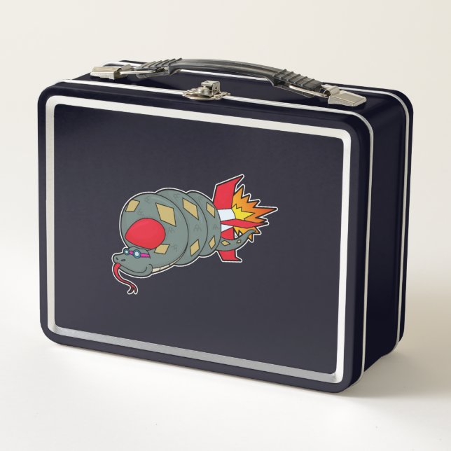 Snake with Rocket Metal Lunch Box (Front)