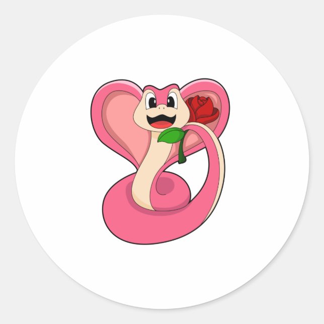 Snake with Rose Classic Round Sticker (Front)