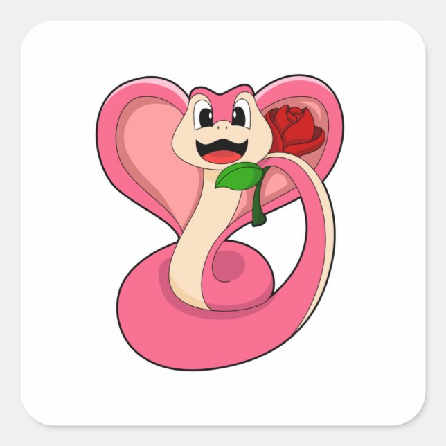 Snake with Rose Square Sticker (Front)