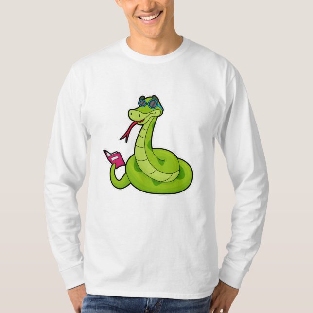 Snake with Sunglasses & Book T-Shirt (Front)