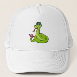 Snake with Sunglasses & Book Trucker Hat