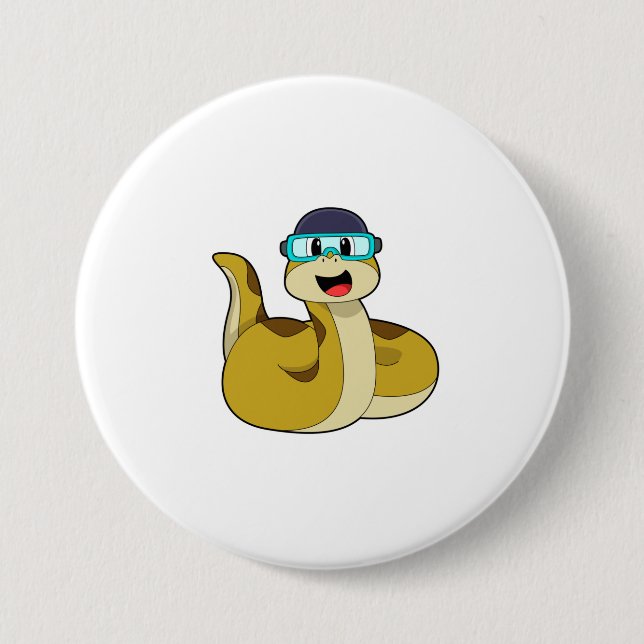 Snake with Swimming goggles 7.5 Cm Round Badge (Front)