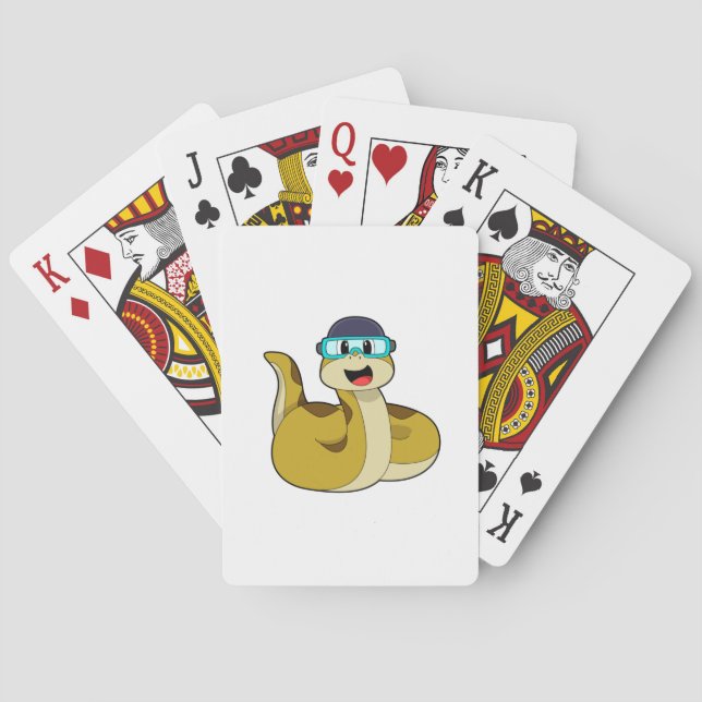 Snake with Swimming goggles Playing Cards (Back)