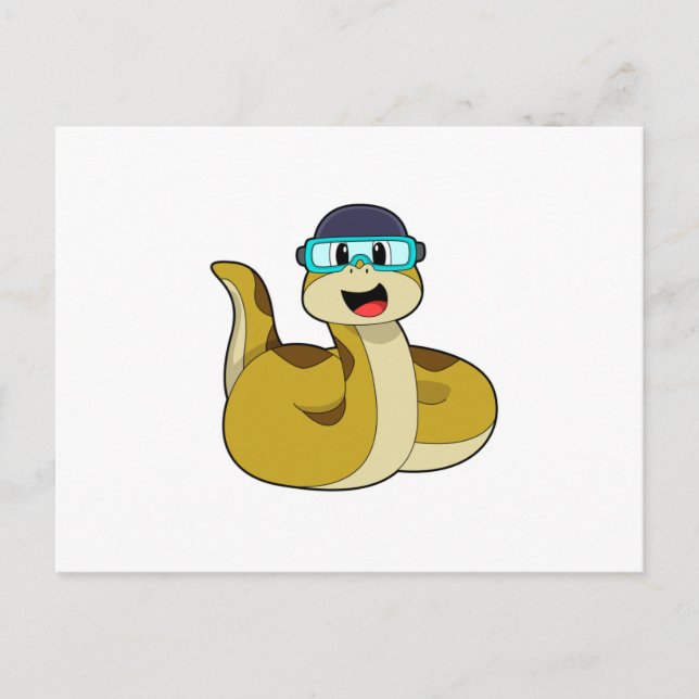 Snake with Swimming goggles Postcard (Front)