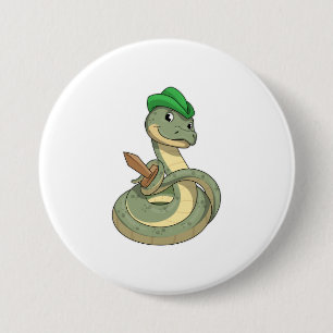 Snake with Sword 7.5 Cm Round Badge