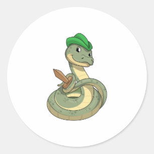 Snake with Sword Classic Round Sticker