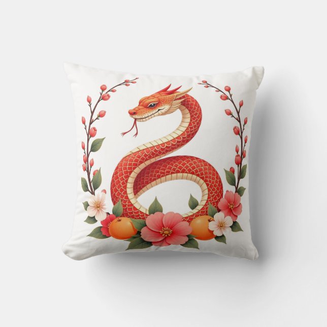 Snake year chinese  cute laughing  cushion (Front)