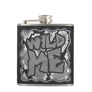Snake Yellow and Gold Print Hip Flask
