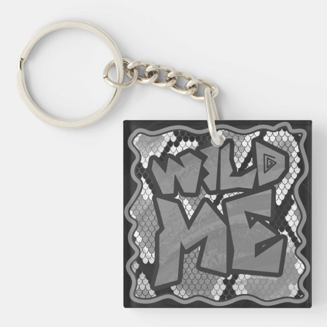 Snake Yellow and Gold Print Key Ring (Front)