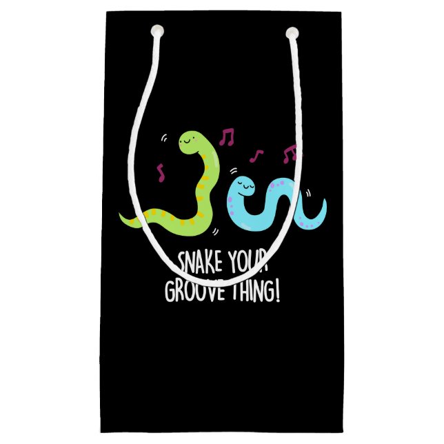 Snake Your Groove Thing Funny Disco Pun Dark BG Small Gift Bag (Front)