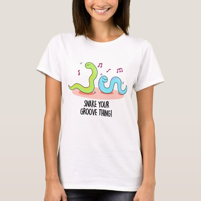 Snake Your Groove Thing Funny Disco Pun  T-Shirt (Front)